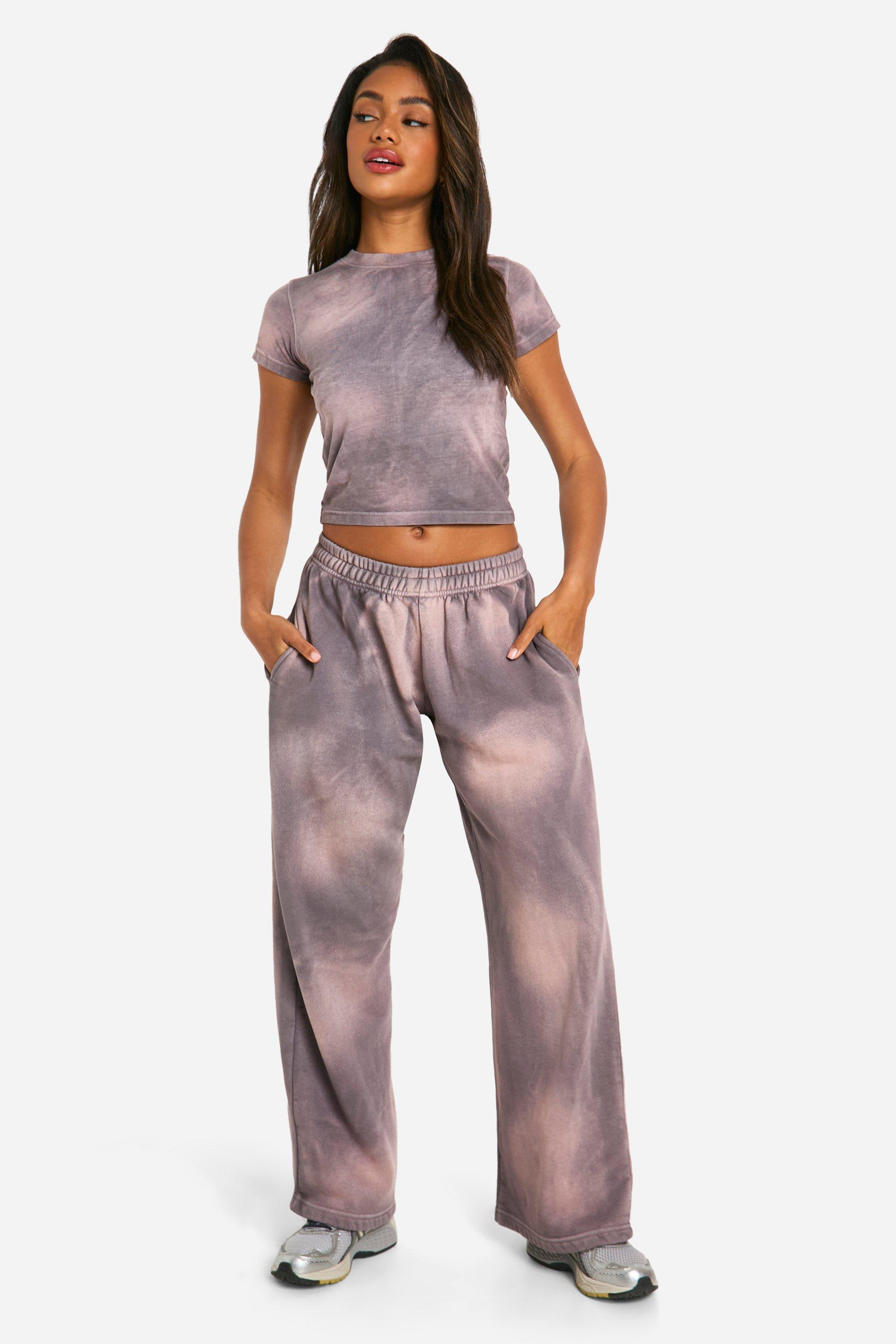 Purple Sunbleach Wash Straight Leg Jogger