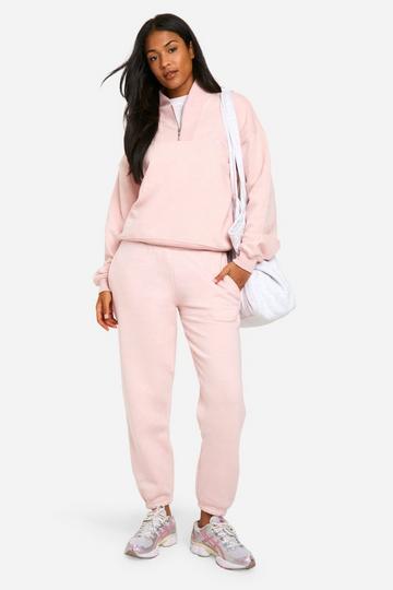 Tall Half Zip Seam Detail Tracksuit light pink