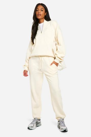 Tall Half Zip Seam Detail Tracksuit cream