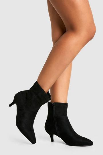 Pointed Toe Low Heeled Ankle Boot black