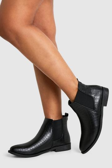 Croc Detail Chelsea Boot black