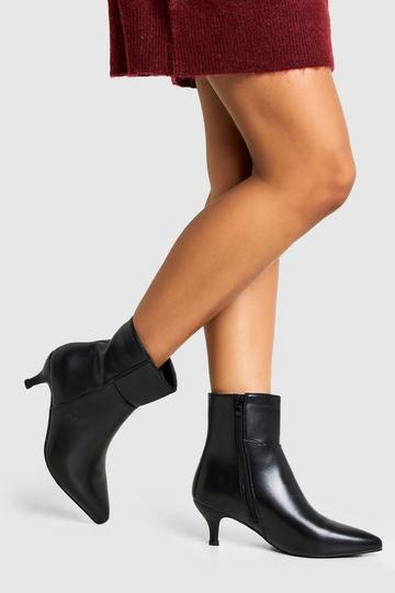 Pointed Toe Low Heeled Ankle Boot black