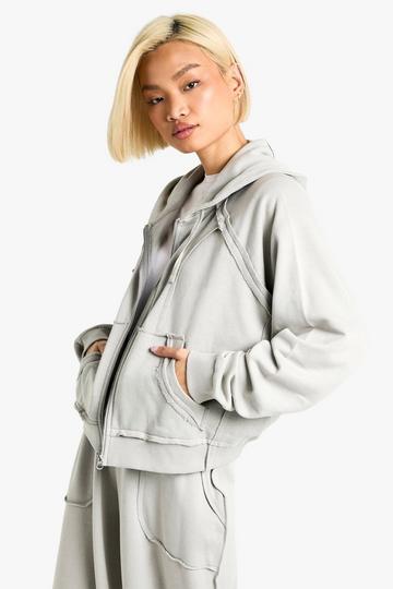 Oversized Oil Wash Gebleekte Hoodie ice grey