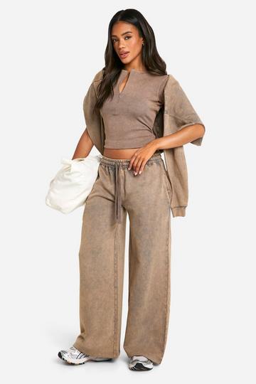 WASHED MID RISE STRAIGHT LEG JOGGER taupe