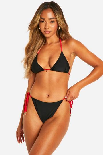 Chilli Trim Triangle Bikini Set true black