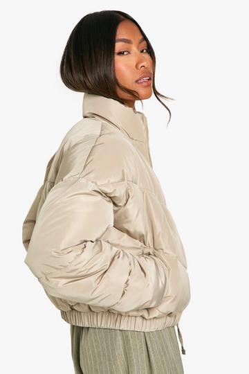 Quilted Funnel Neck Puffer Jacket sage