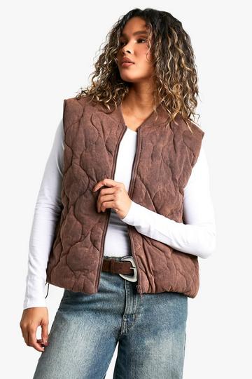 Washed Look Gilet chocolate