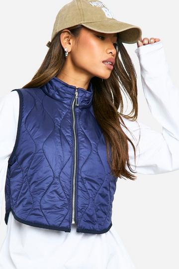 Cropped Quilted Gilet navy