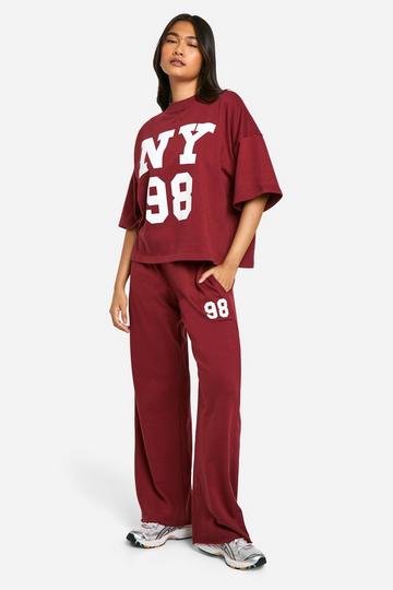 98 Slogan Straight Leg Sweatpant burgundy