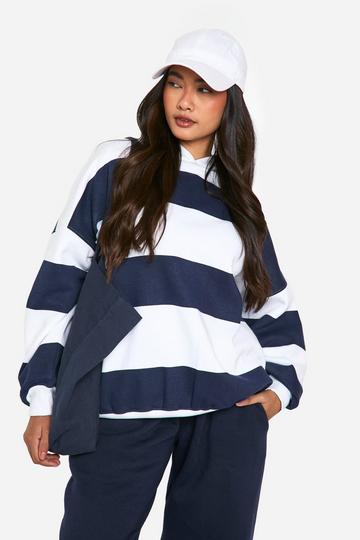 Stripe Oversized Hoodie navy