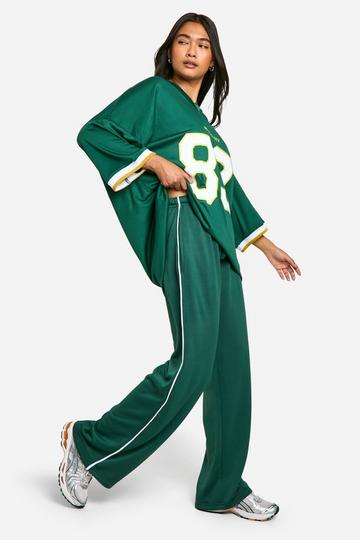 Tricot Piping Detail Low Waist Straight Leg Sweatpant forest