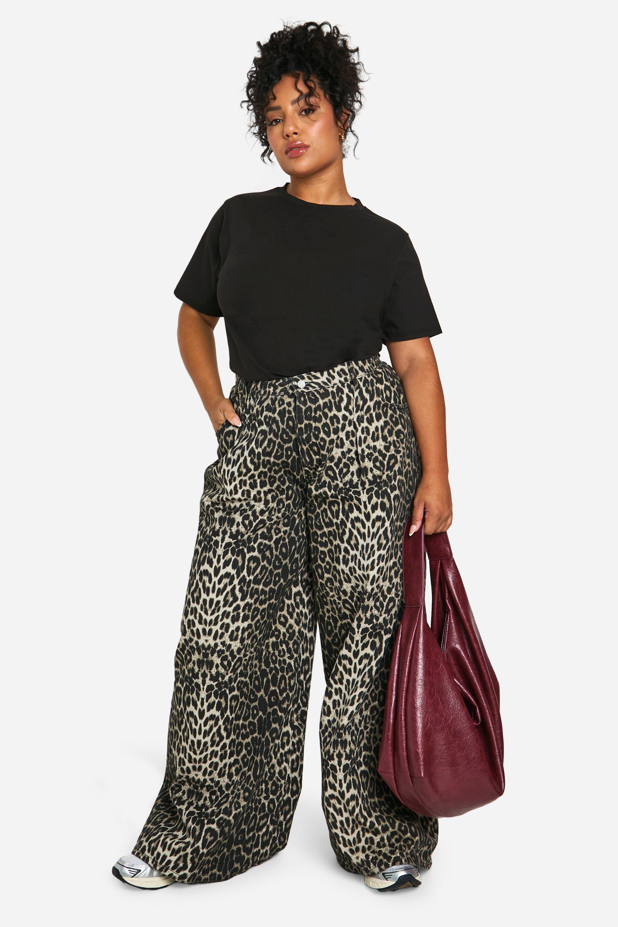 PLUS EXTREME WIDE LEG LEOPARD JEAN | boohoo USA