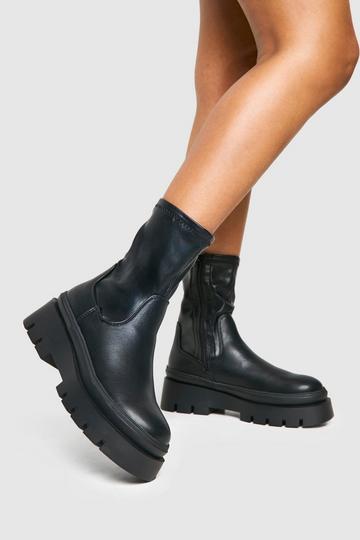 Chunky Double Sole Chelsea Sock Boot black