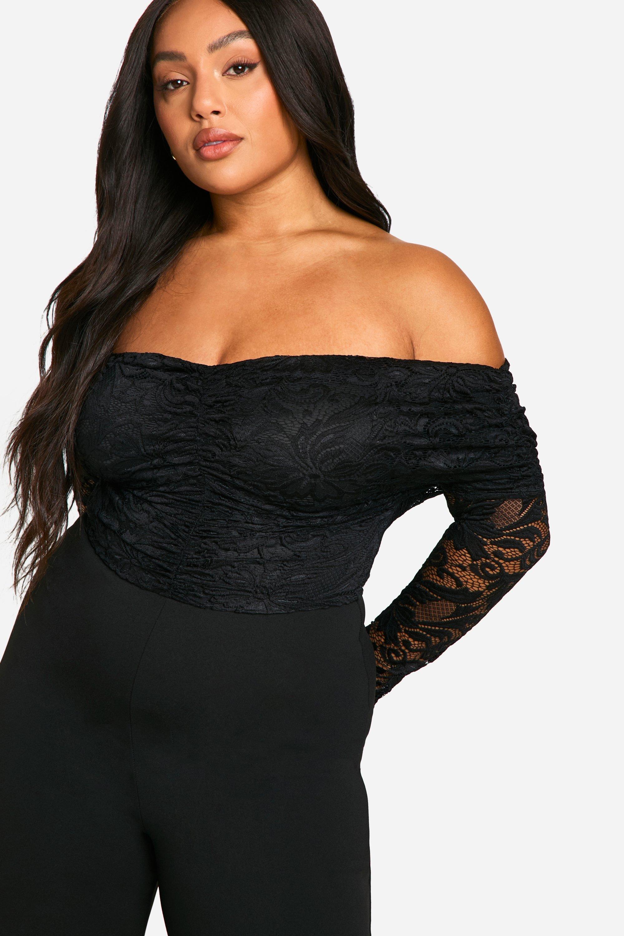 Black strapless jumpsuit plus size sales