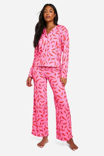 Tall Chilli Print Pyjama Set red