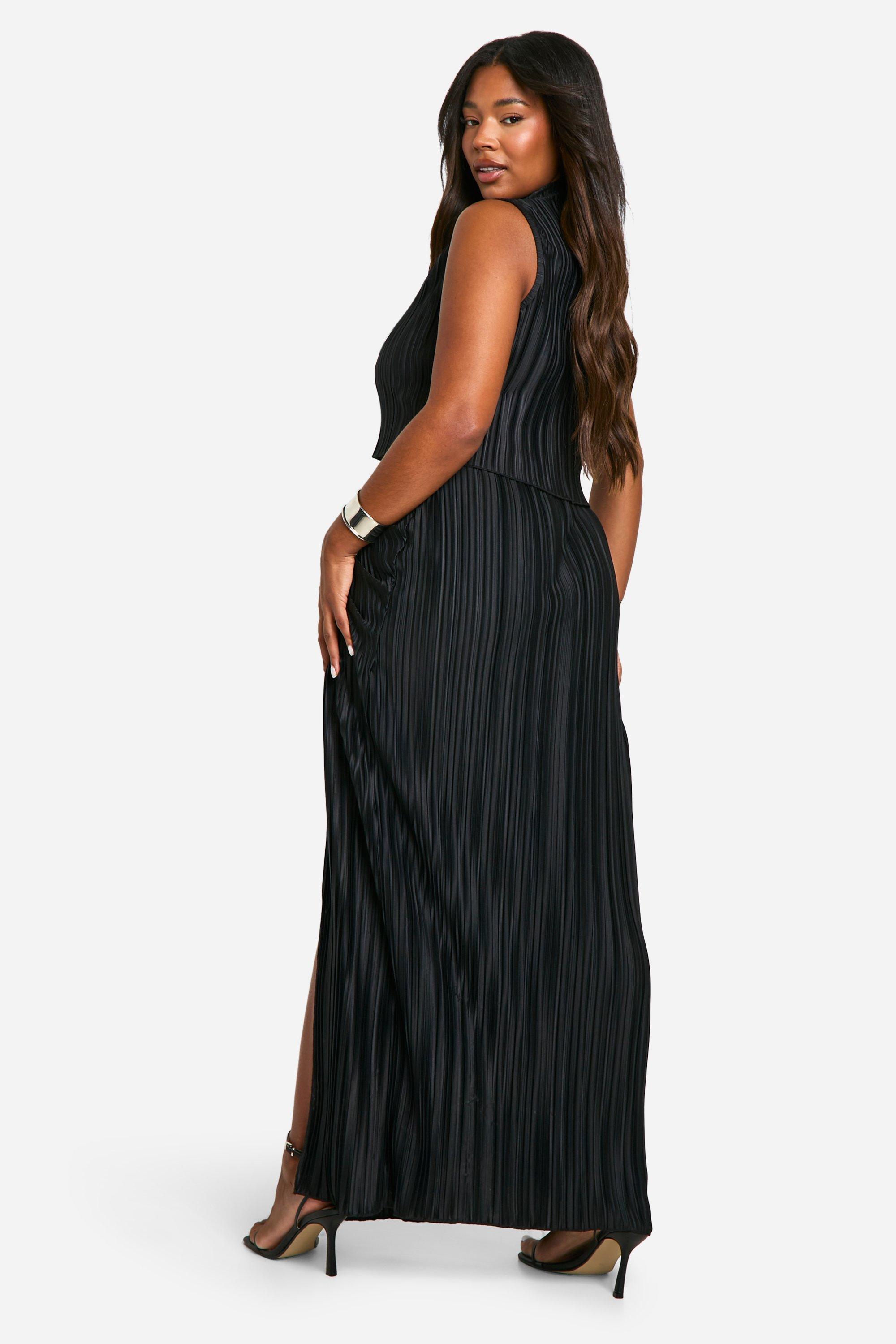 Plus Plisse Top Ruched Maxi Skirt Co Ord boohoo