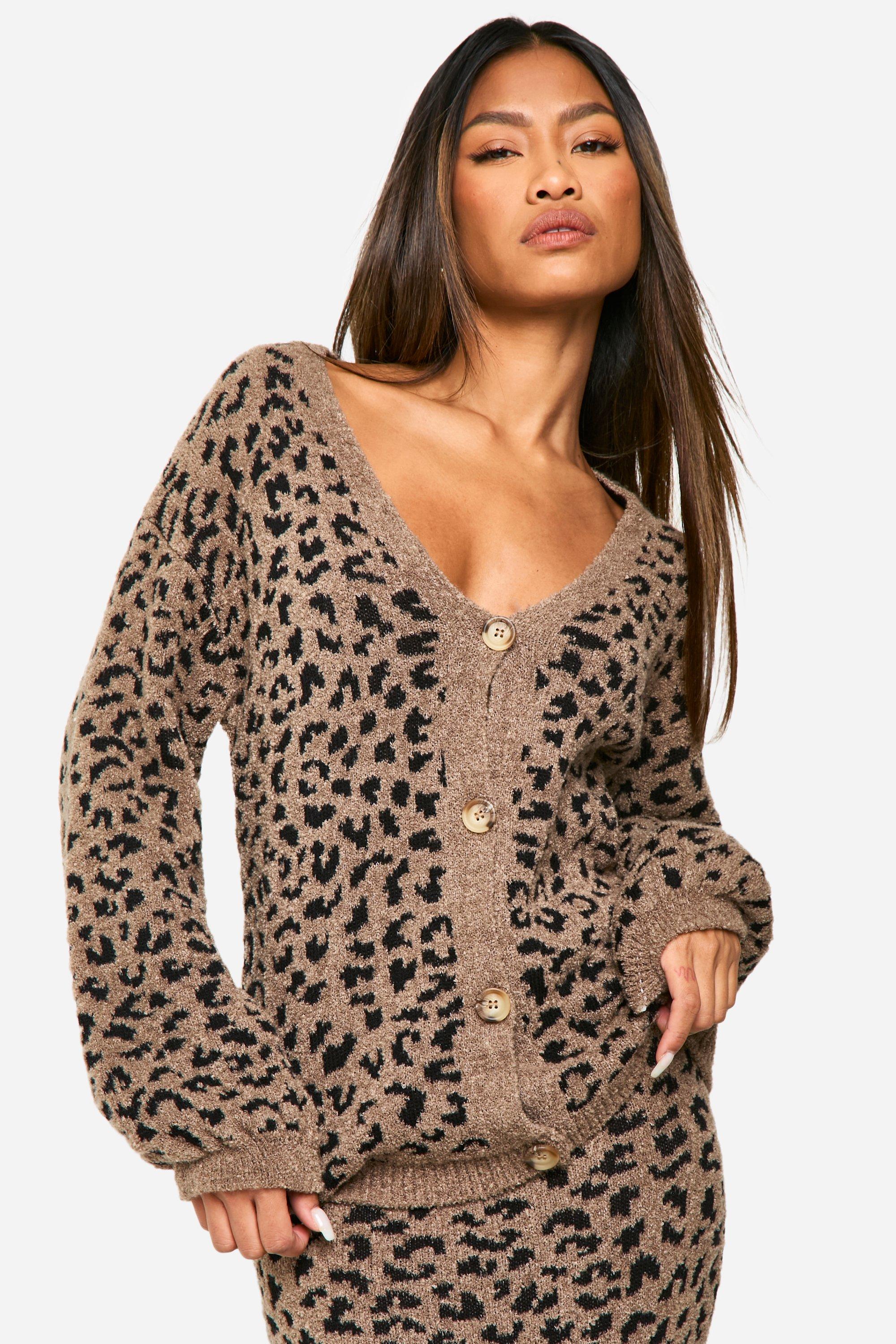 Leopard print cardigan womens best sale