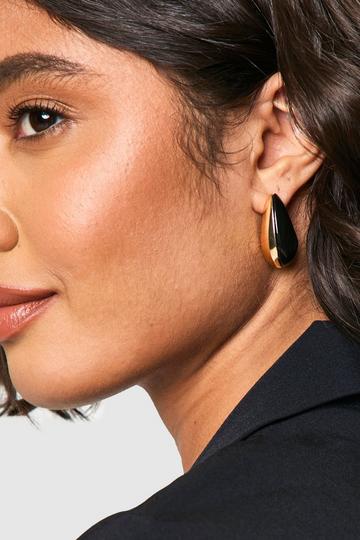 Oversized Zwarte Contrasterende Druppel Oorbellen gold