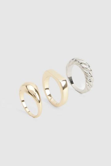 Mixed Metal Ring 3 Pack gold