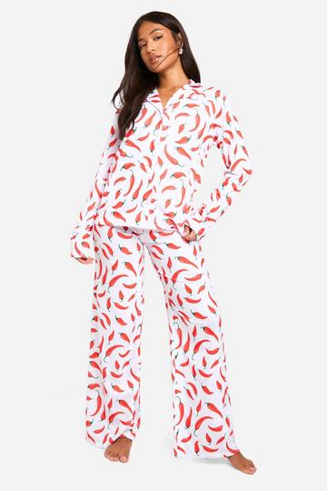 Petite Chili Print Pyjama white