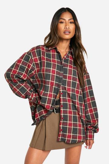 Oversized Checked Shirt red