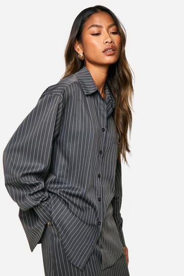 Pinstripe Oversized Shirt charcoal