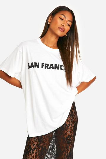 San Francisco Slogan Oversized Printed T-shirt white