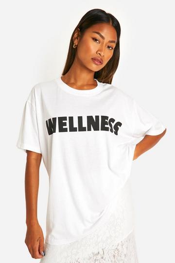 Wellness Slogan Oversized Printed T-shirt white