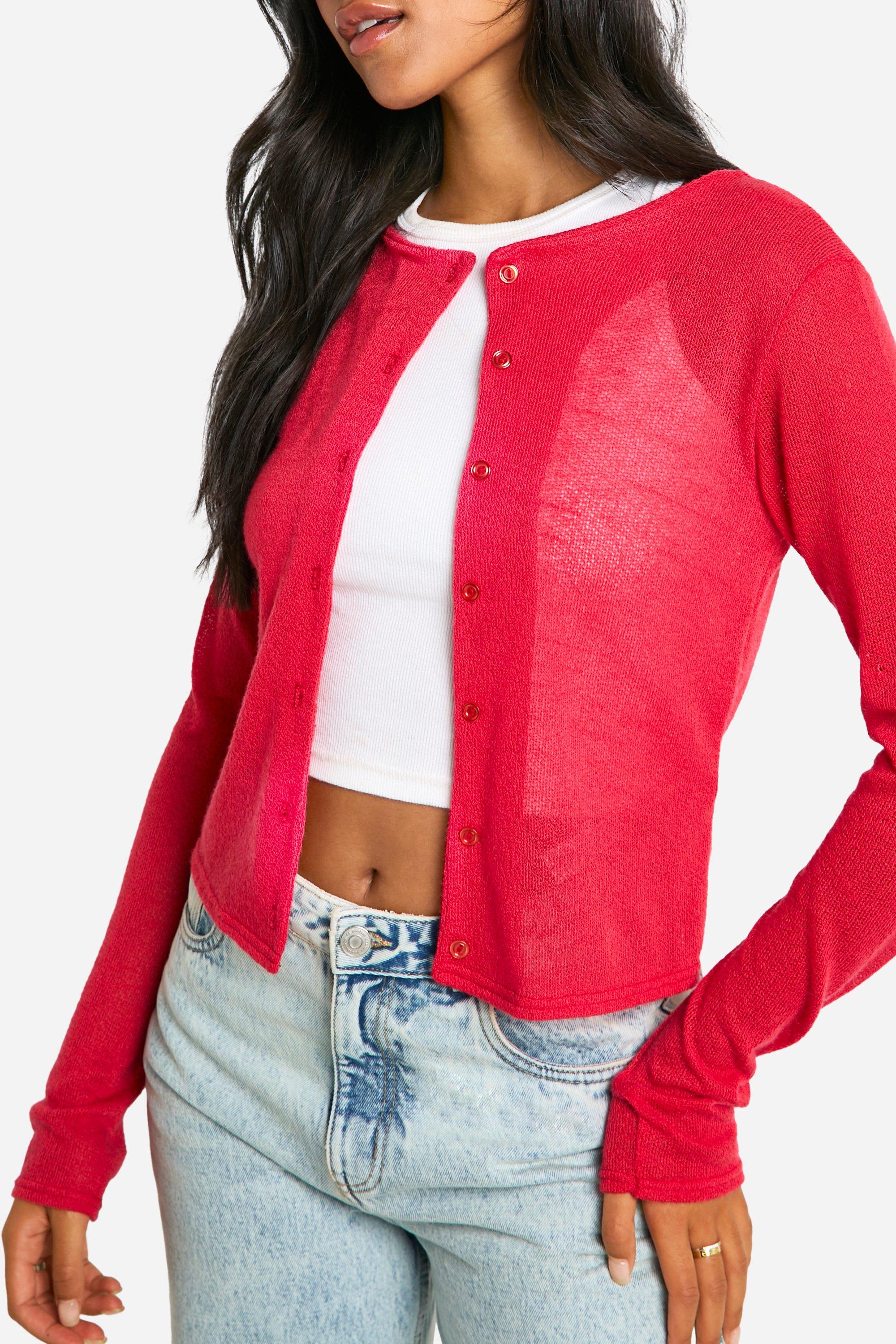 High neck cardigan ladies best sale