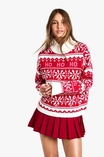 Christmas Ho Ho Ho Knitted Jumper red