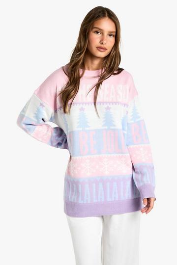 'Tis The Season To Be Jolly' Christmas Knitted Jumper pink