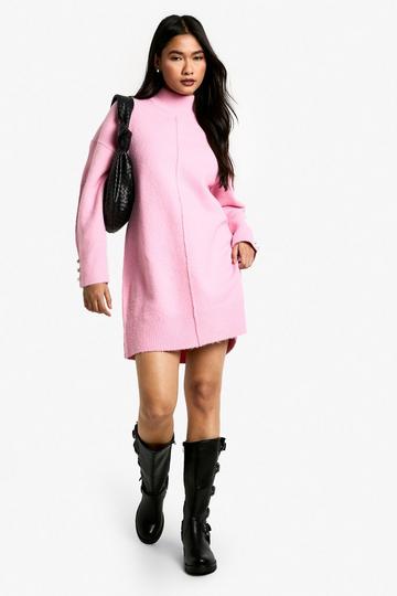 Seam Detail Oversized Knitted Mini Dress pink