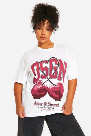 Plus DSGN Juicy And Sweet Oversized T-Shirt white