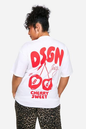 Plus DSGN Cherry Oversized T-Shirt white