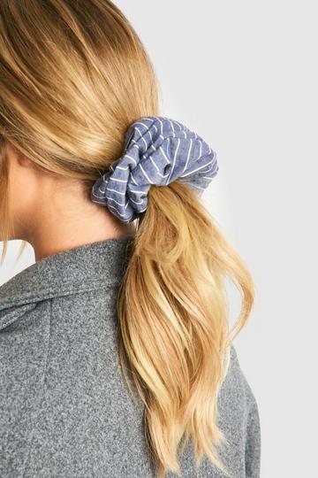 Stripe Texture Oversized Hair Scrunchie ash grey