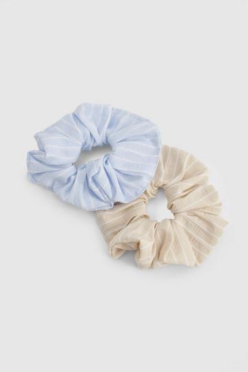 2 Pack Stripe Texture Oversized Hair Scrunchies stripe