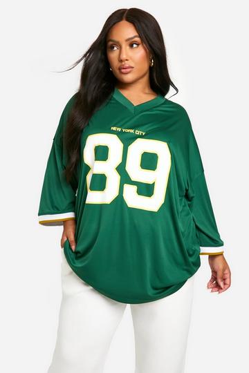 PLUS 89 NEW YORK CITY SLOGAN OVERSIZED FOOTBALL TOP forest