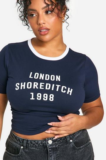 Navy PLUS LONDON SHOREDITCH SLOGAN BABY T-SHIRT