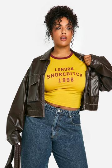 Mustard Yellow PLUS LONDON SHOREDITCH SLOGAN BABY T-SHIRT