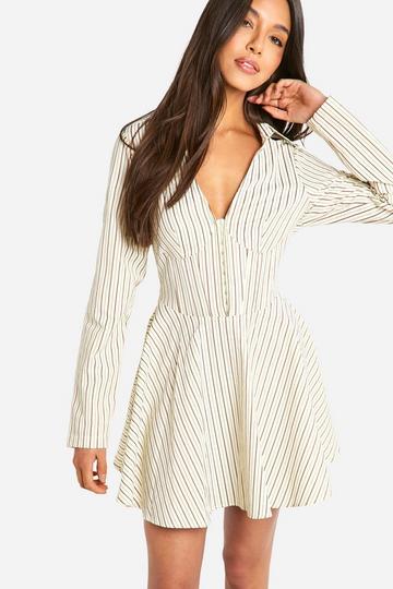 Skater Corset Shirt Dress cream