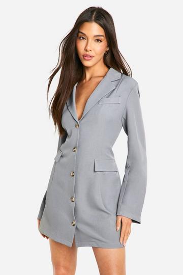 Boxy Button Down Blazer Dress cloud grey