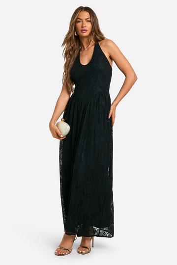 Halter Lace Maxi Dress black