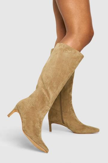 Low Stiletto Knee High Boots taupe