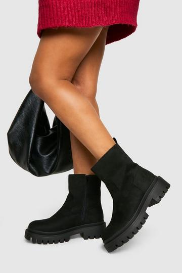 Wide Fit Chunky Panel Detail Chelsea Boots black