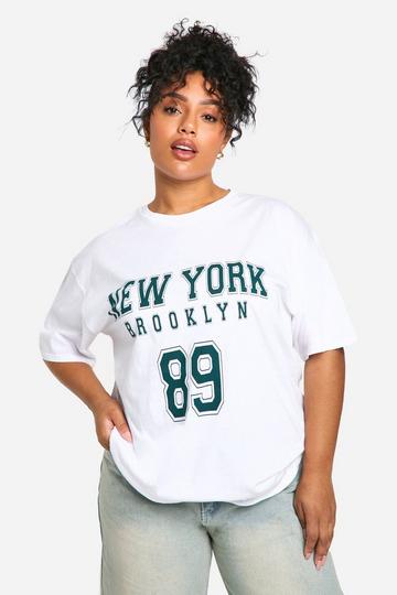 Plus New York 89 Oversized Graphic T-Shirt white