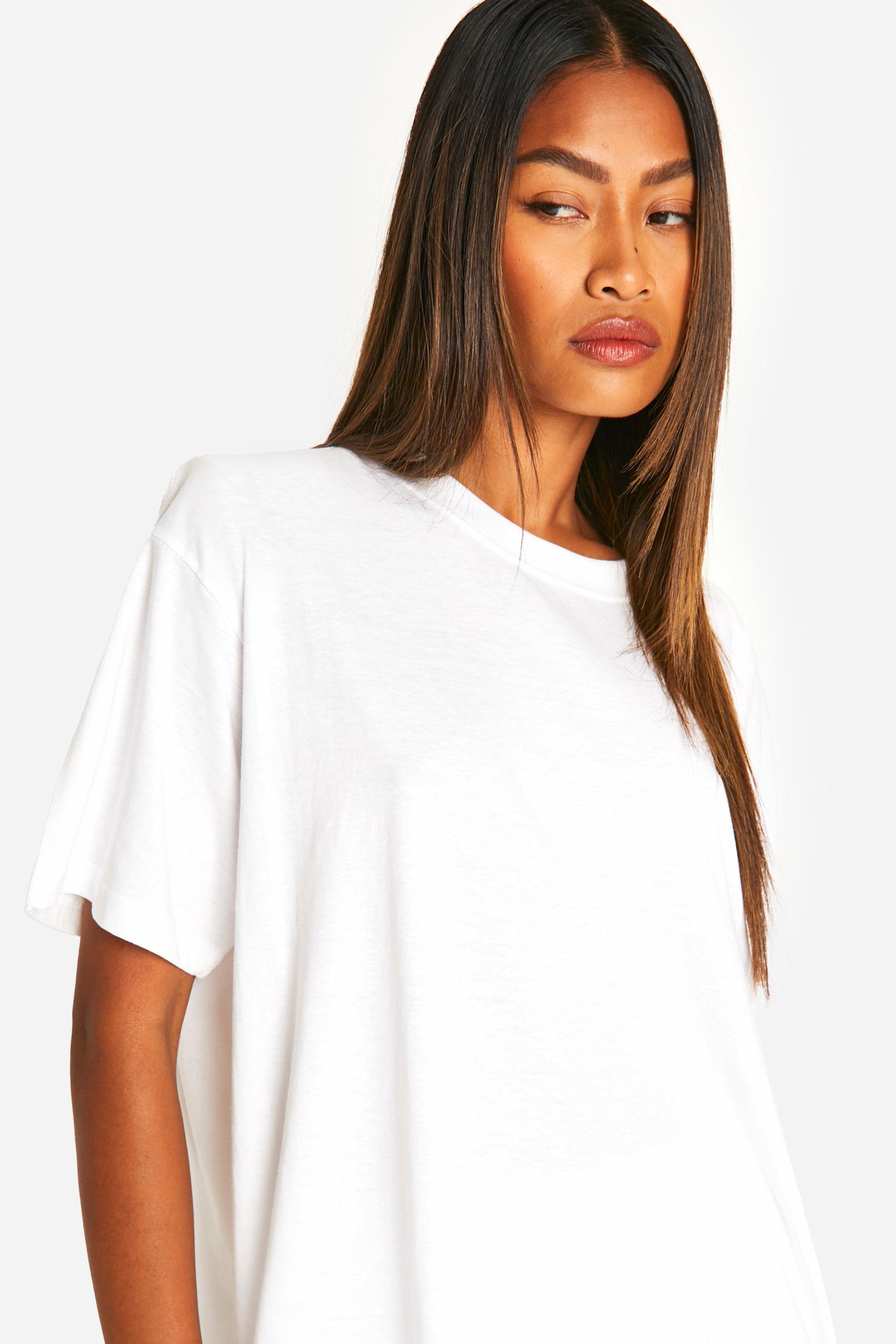 Padded shoulder white t shirt sale