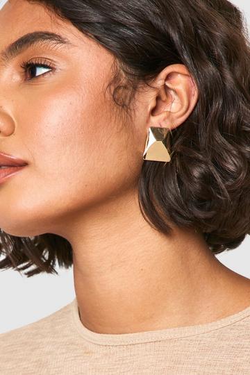 Gold Metallic Geometric Stud Earrings