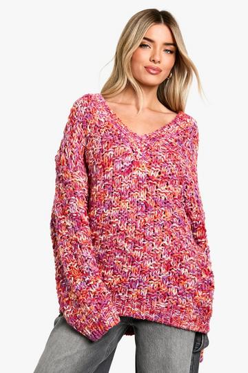 Dikke Gebreide Oversized Mergel Trui pink