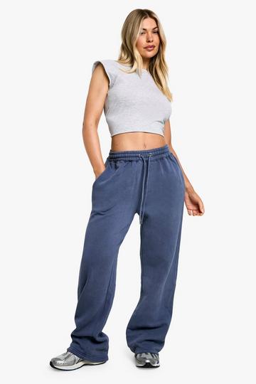 Gebleekte Joggingbroek Met Rechte Pijpen denim-blue
