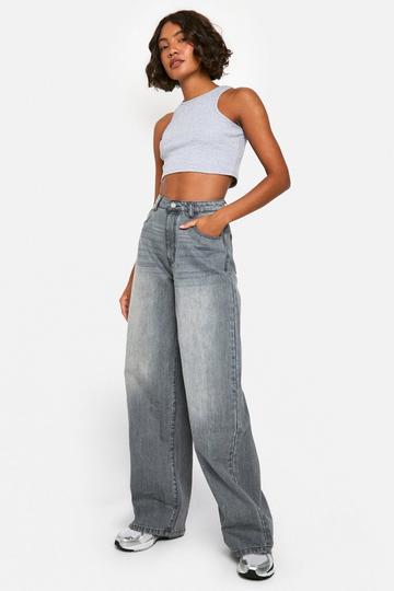 The Tall Mid Rise Wide Leg Jeans grey